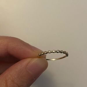 14K Solid Gold Bezel CZ Dainty Stacking Ring